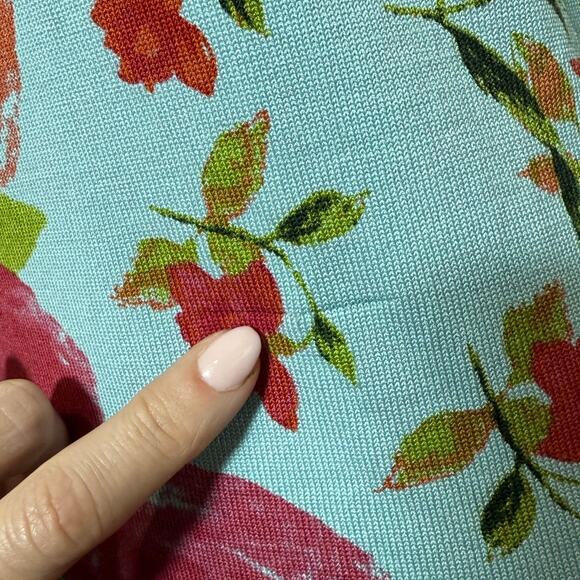 Christina Rotelli Top Women S Silk Stretch Roses 90s Y2K Vintage Phoebe Buffay - Picture 11 of 11